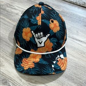 Floral Black and Orange Cap